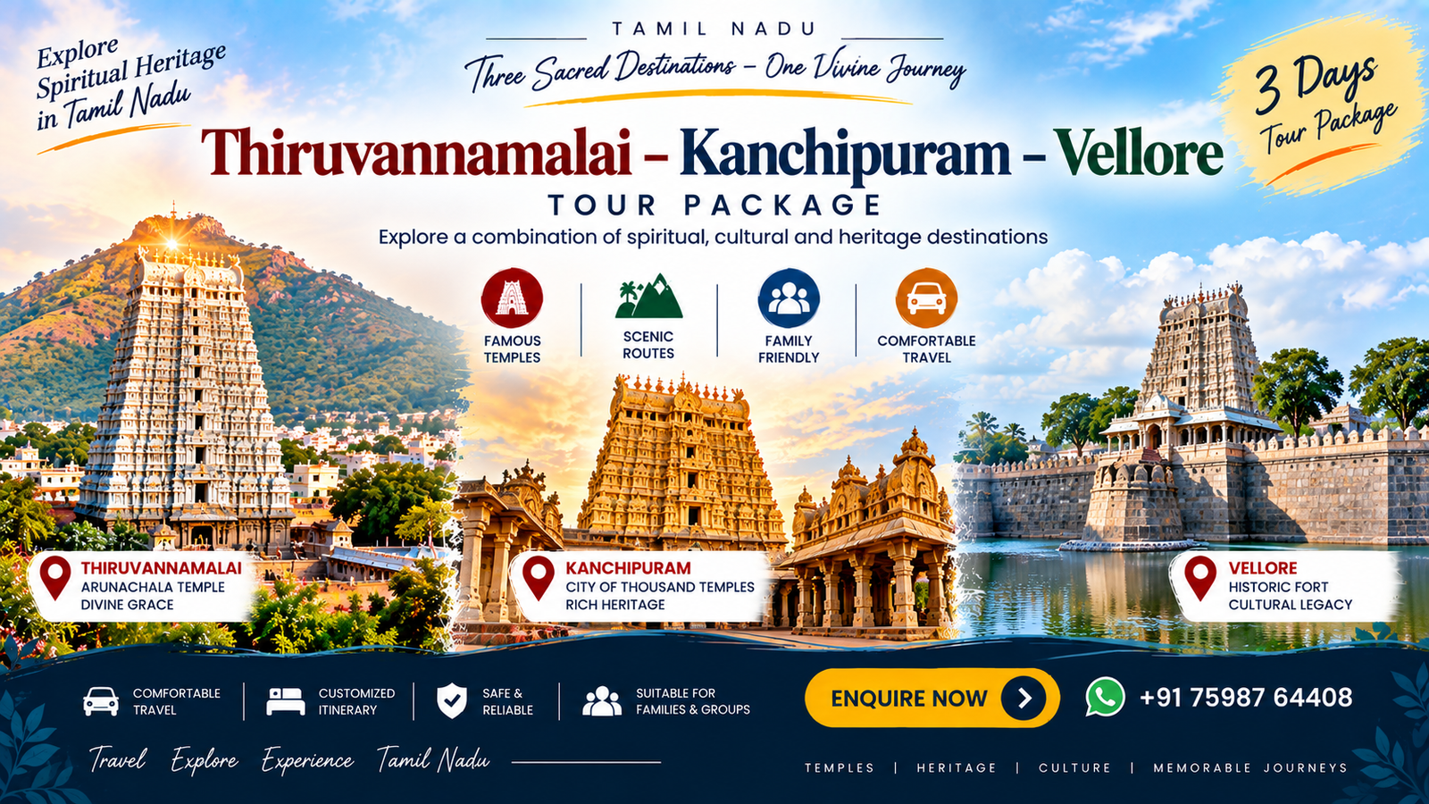 Thiruvannamalai Kanchipuram Vellore Tour